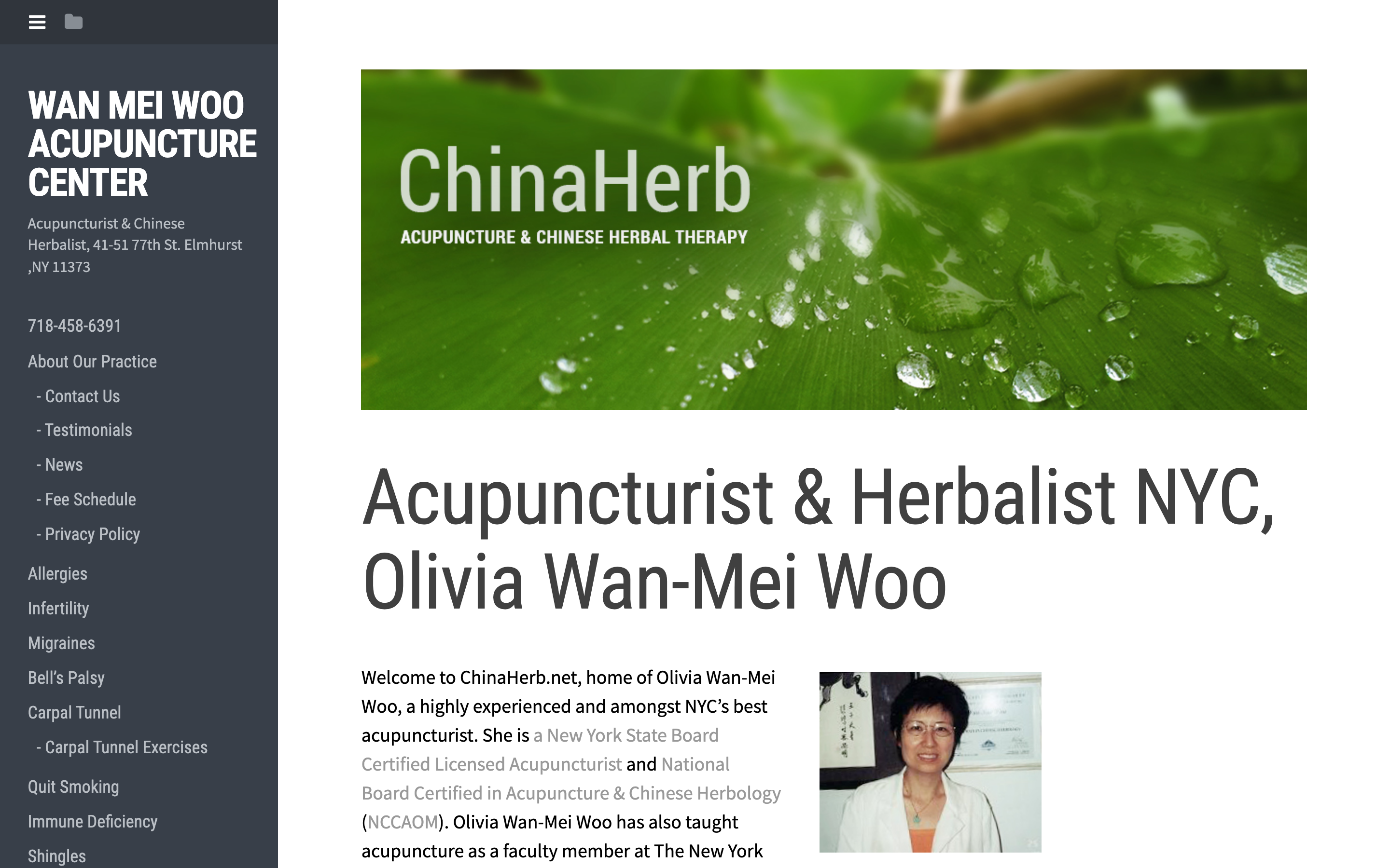 Screenshot of drwooacupuncture website