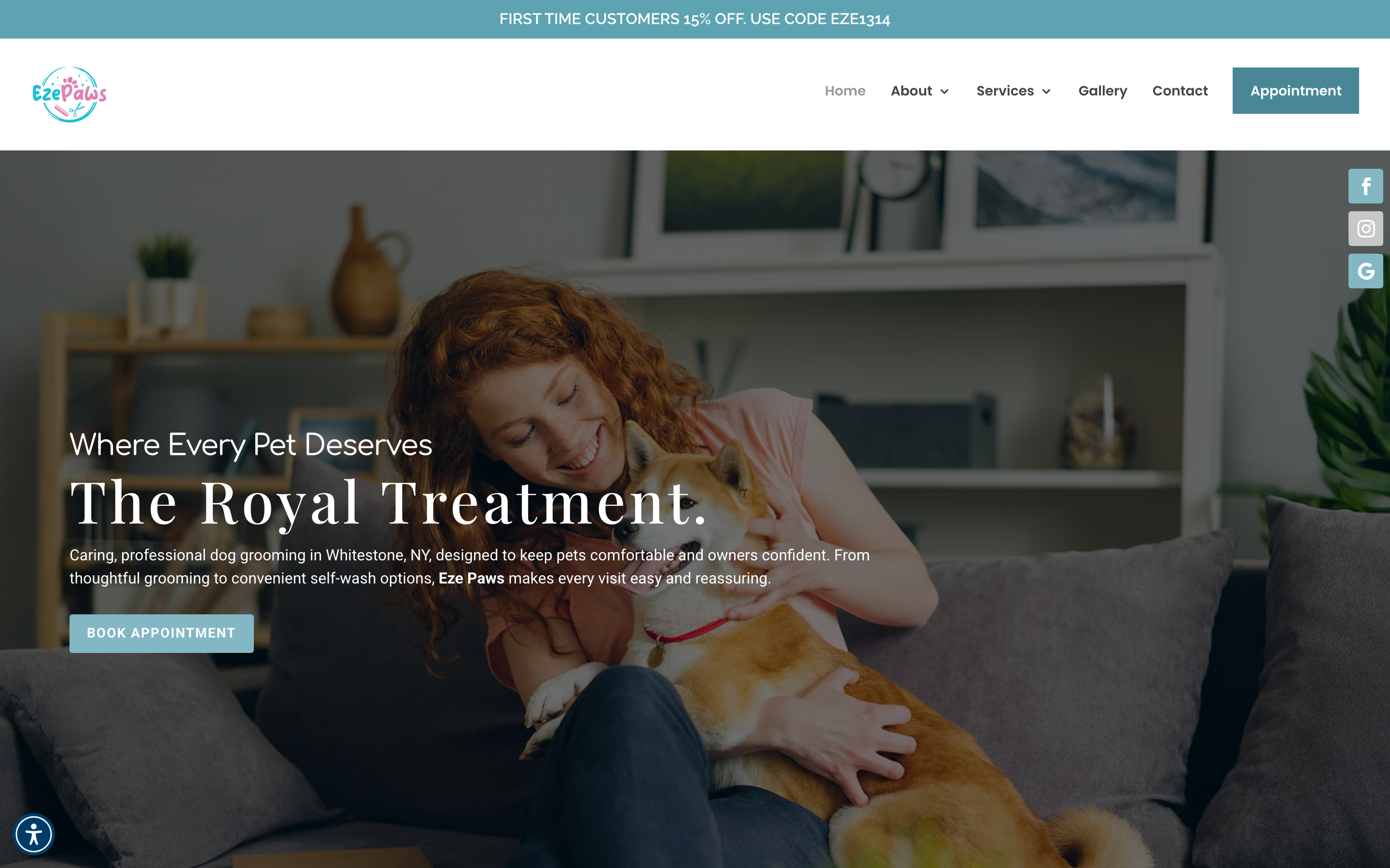 Screenshot of ezepaws website