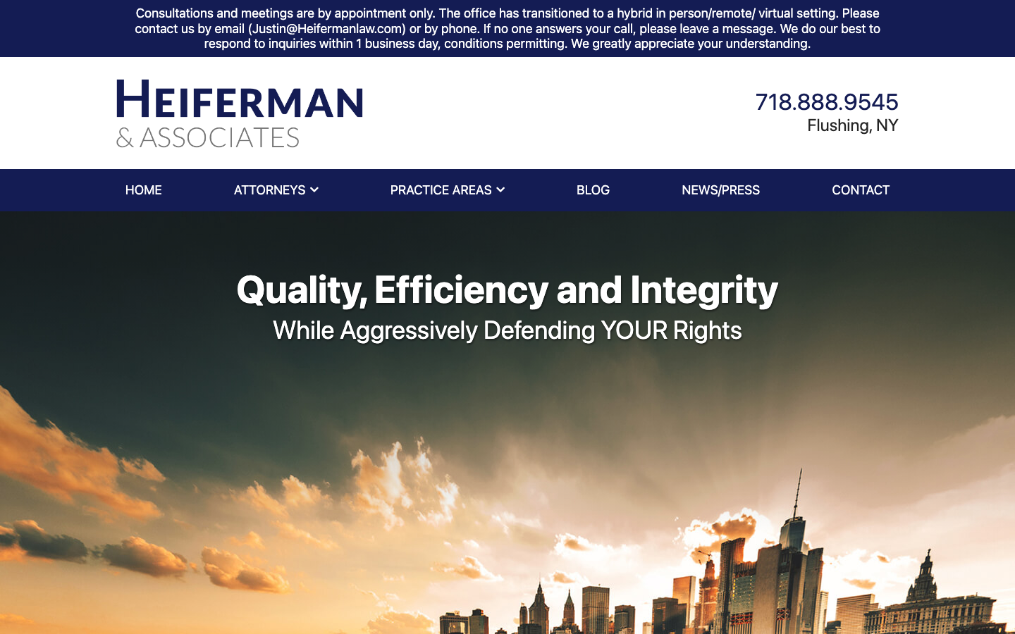 Screenshot of Heiferman Law website