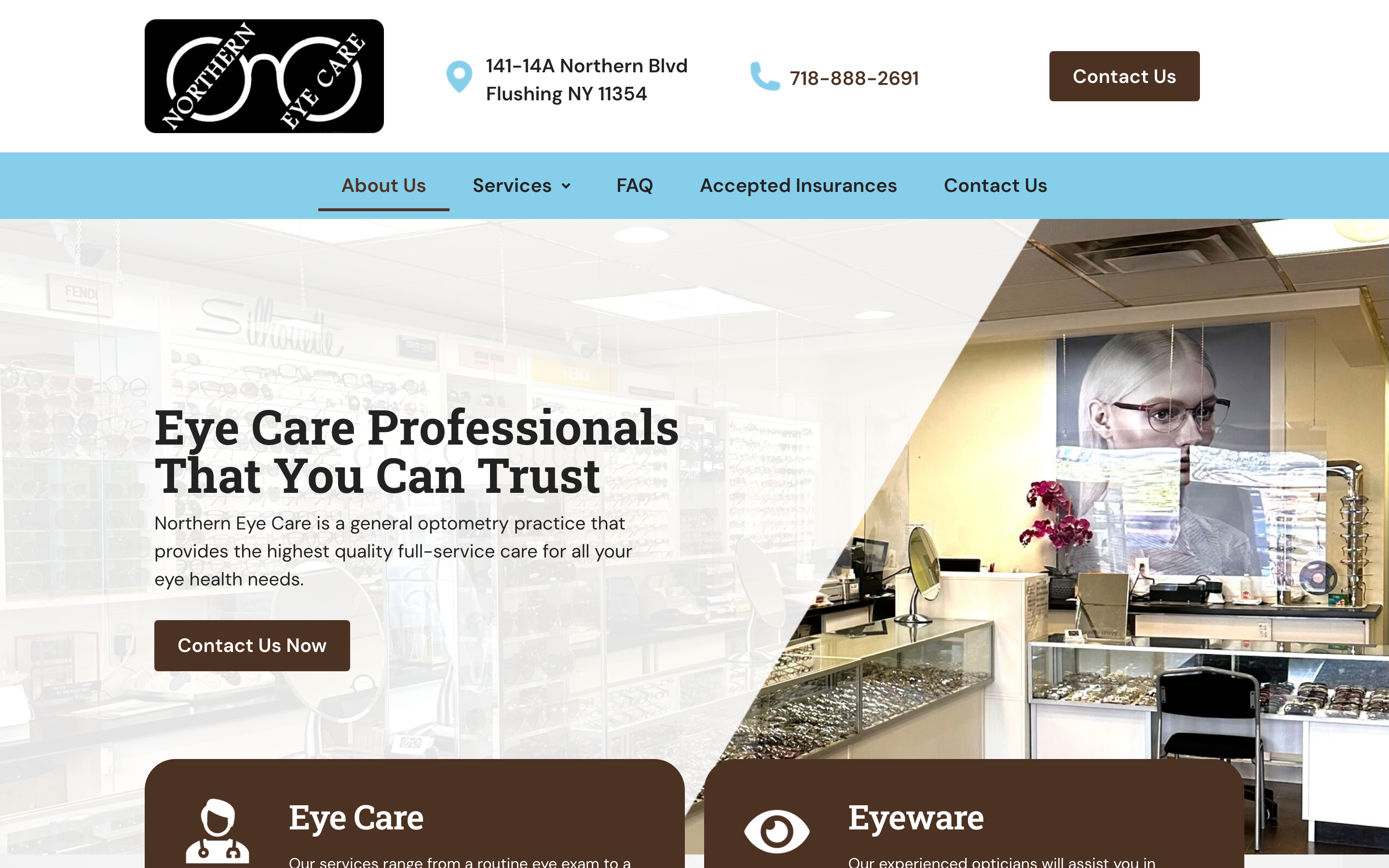 Screenshot of northerneyecare website