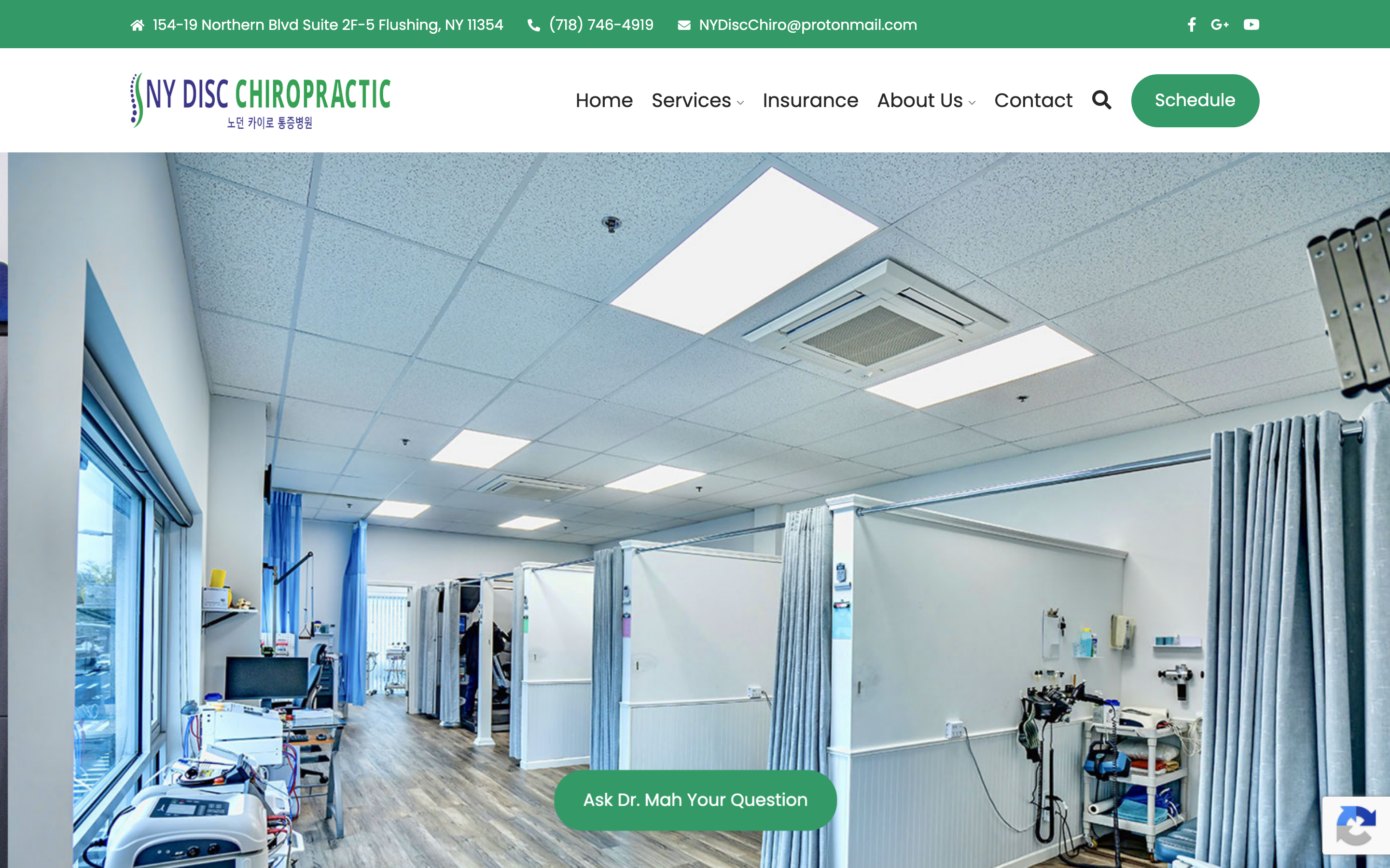 Screenshot of nydiscchiro website
